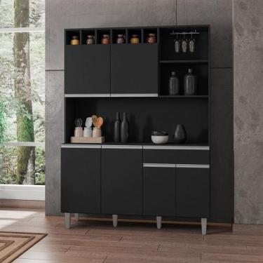 Imagem de Kit Cozinha Alice Armário Completo AJL Móveis, Preto