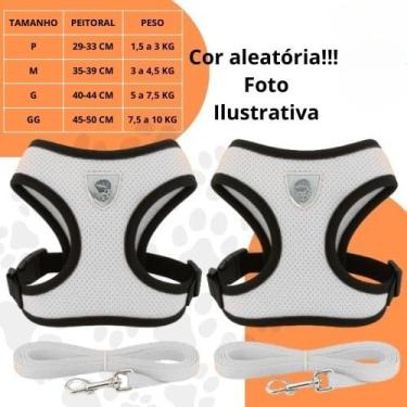 Imagem de Coleira Peitoral Ajustável para Cachorro e Gato com Guia – Peitoral Respirável Refletivo, Confortável e Seguro, Material Poliéster para Passeio(2 unidades - Aleatória,G)