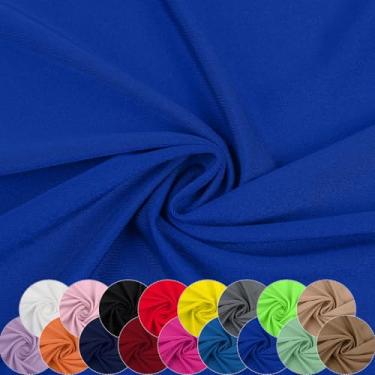 Imagem de Tecido de nylon elastano, 80% nylon, 20% elastano, tecido de lycra, roupa de banho, tecido esportivo elástico em 4 direções, dança, ioga (azul royal, 1 jarda)