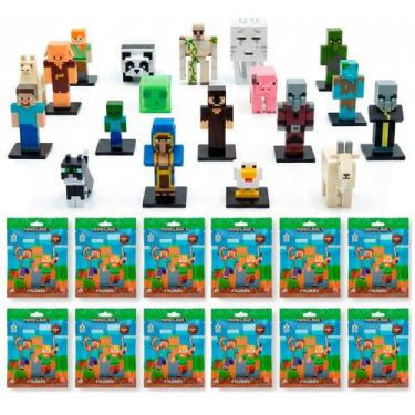 Imagem de Kit 12 Mini Figuras Minecraft 24 Personagens Para Colecionar Bonecos S