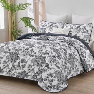 Imagem de Conjunto de edredões WONGS BEDDING Botanical Queen Size preto 3 peças