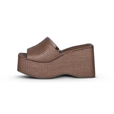 Imagem de Tamanco Plataforma Alto Ráfia Marrom - Jessica Leal Shoes, Ráfia marro