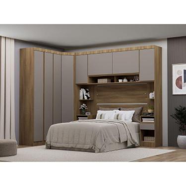 Imagem de Quarto Casal Guarda Roupas Mesas De Cabeceira 426cm Veneza Avelã Pf-cinammon Pf