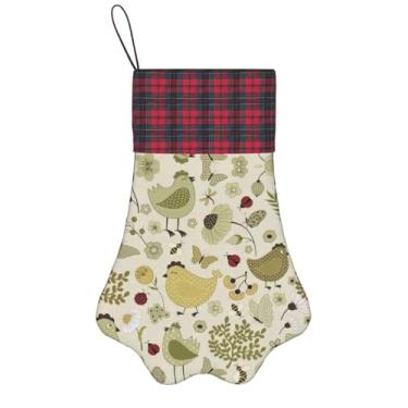 Imagem de SKKNT Folhas amarelas estampa de galinha meias de Natal animais de estimação decoração de natal cães gatos árvore decoração doce presente conveniente