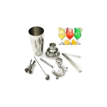Imagem de Kit Coqueteleira 5 Peças, 550ml, Aço Inox, com Separador, Dosador, Misturador e Pinça, 22cm