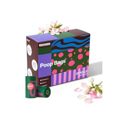 Imagem de Maogoublue Sacos de cocô de cachorro à prova de vazamento e extragrossos, 300 unidades, 20 rolos de sacos de cocô perfumados de jasmim para cães, saco de lixo para cachorros e cães grandes (verde)