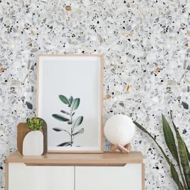 Imagem de Papel de Parede Adesivo para Cozinha Lavável Resistente a Altas Temperaturas(Rolo de 1 Metro,Granito Branco Dallas)