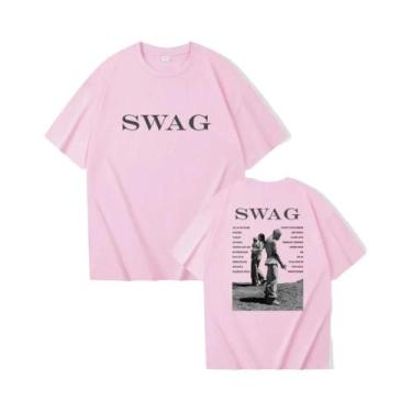 Imagem de Bieber SWAG 2025 Justin Álbum Camiseta 2 lados O-pescoço Camisas de ma