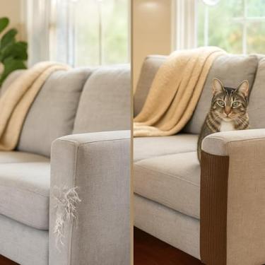 Imagem de Tapete autoadesivo para gatos, arranhador de escalada DIY para torre de gato, sofá e protetor de móveis, almofadas de substituição (marrom, 50 x 29 cm, pacote com 3)