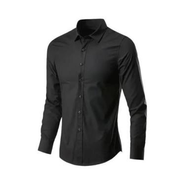 Imagem de Camisa Social Masculina Slim Fit De Manga Longa Antirrugas Elástica Ma
