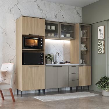 Imagem de Cozinha Modulada com Vidro 4 Peças sem Pia Lavinia - Imperial/Fume