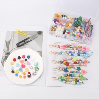 Imagem de Ytuaebni 421 peças kit de fabricação de chaveiros com contas para mulheres, suprimentos de berloque, acrílico transparente, coração, estrela, letra, letra, alfabeto, miçangas, artesanato, acessórios