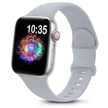 Imagem de Pulseira esportiva compatível com Apple Watch para mulheres e homens 38/40/41/42/44/45/46/49 mm, pulseira de silicone macio de substituição à prova d'água (38/40/41/42 mm, cinza)