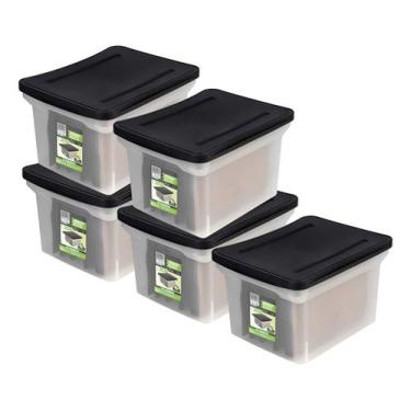 Imagem de Kit 5 Caixa Organizadora Arquivo Largo Empilhável Com Tampa Ordene