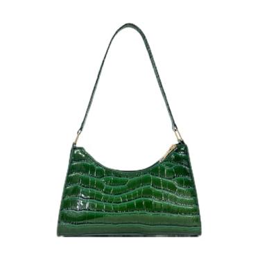 Imagem de Bolsa simples e versátil com estampa de crocodilo, bolsa de ombro única retrô de nicho nas axilas, bolsa quadrada pequena