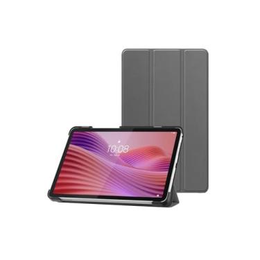 Imagem de Capa para tablet Android Lenovo Tab One 2025 TB305FU de 8,7 polegadas, capa de couro PU WUNIAK ultra leve e fina com design de slot para caneta, cinza