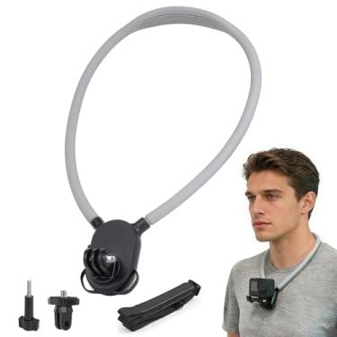 Imagem de SOONSUN Suporte de pescoço POV flexível com alça de peito, suporte de câmera dobrável mãos livres para GoPro Hero 13/12/11/10/9/8/7/6/5/4/MAX, DJI Osmo Action 6/5/4, Insta360, ciclismo e viagens Vlog