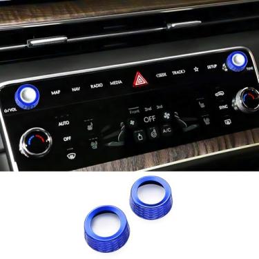Imagem de JUIVEEL Tampa de botão de ajuste de volume de áudio de rádio de carro, capa de acabamento de botão de controle de volume de rádio compatível com acessórios Genesis GV80 GV70 G80 2025-2026 (azul)