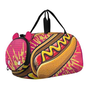 Imagem de Bolsa esportiva artística para meninos, cachorro-quente, bolsas de viagem para meninas, bolsa de viagem com compartimento para sapatos