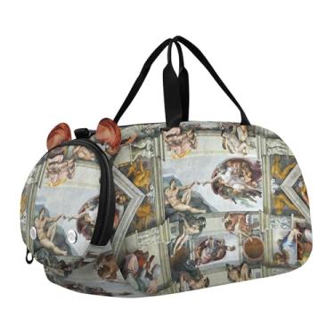 Imagem de Liberty French Painting Delacroix Bolsa esportiva para meninos e crianças pequenas bolsas de viagem bolsa de ginástica para crianças, Pintura Michelangelo Teto Capela Sistina, Clássico