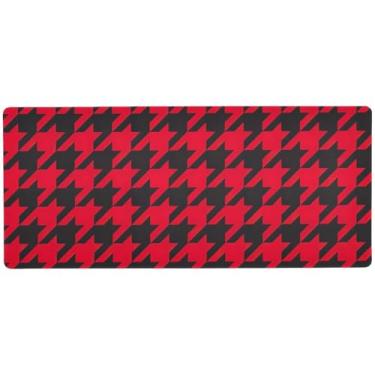 Imagem de Houndstooth Tapete de mesa vermelho preto controle de precisão para jogos, mouse pad de tamanho completo, 80 x 39,9 cm, mousepads para mesa