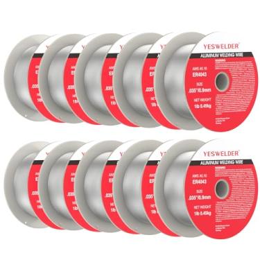 Imagem de YESWELDER Fio de solda de alumínio de silicone, ER4043 0,035 polegadas de diâmetro 0,5 kg 10 pacotes, carretel de plástico ABS forte fio MIG
