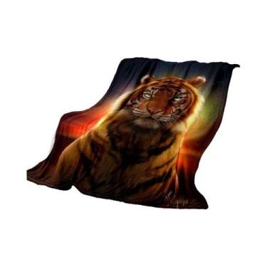 Imagem de Cobertor Super Macio 3D De Tigre Sherpa Para Primavera E Outono, Colch