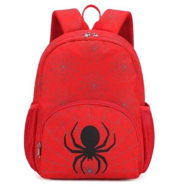 Imagem de Mochila infantil Octsky Spider vermelha resistente à água 33x25x11cm