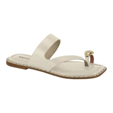 Imagem de Sandália Rasteira Feminina Beira Rio – Dedo Dourada, Conforto, Leve e Uso Diário – Moderna e Estilosa (Off white, BR, Adulto, Numérico, 39)