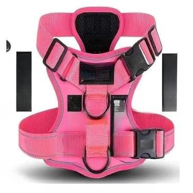 Imagem de Peitoral Ajustável Refletivo para Cachorro Porte Médio e Grande, Colete Reforçado Confortável com Regulagem e Segurança(Rosa,P (S))