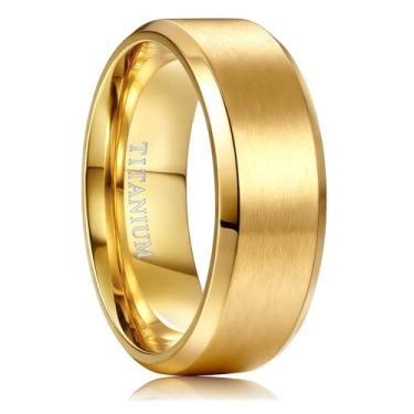 Imagem de Jstyle Aliança de casamento de titânio para homens - Aliança de casamento masculina hipoalergênica leve de 6 mm/8 mm com zero manutenção superfície escovada bordas polidas anel de noivado masculino