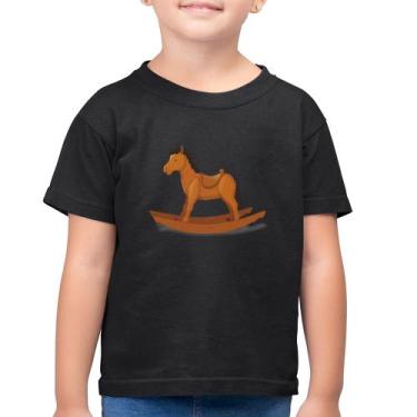 Imagem de Camiseta Algodão Infantil Cavalinho De Pau - Foca na Moda, Preto, 10