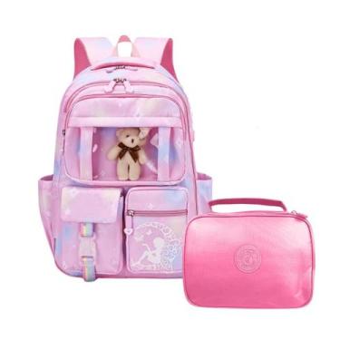 Imagem de Mochila Escolar Menina 3D Juvenil Chaveiro de Ursinho Alça Costa Acolc