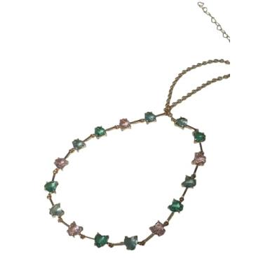 Imagem de Colar de Coração em Turmalina Colorida, Banho de Ouro 18k