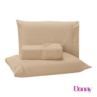 Imagem de Jogo de Lençol Ponto Palito Cama Casal 3 Peças Micropercal 400 Fios - 