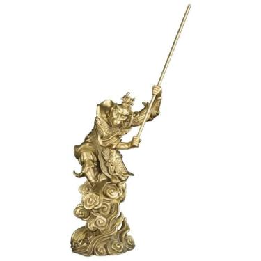Imagem de CFLNYC 7'' Brass Statue Monkey King Figurine Sun Wukong Gift Home Decor