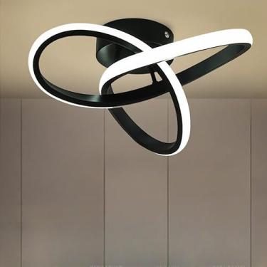 Imagem de Luminária de Teto LED Moderna 3 Cores (110V/220V) Plafon Lustre para Sala, Quarto, Cozinha, Corredor, Banheiro – Estilo Minimalista(Estilo A/Preto(110V-220V))