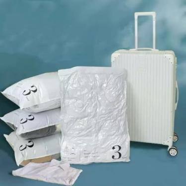 Imagem de Sacos de compressão de viagem rolo de mão sem bomba de ar toalhas transparentes meias cosméticos estojo compacto para economizar espaço, 13,78 x 17,78 cm