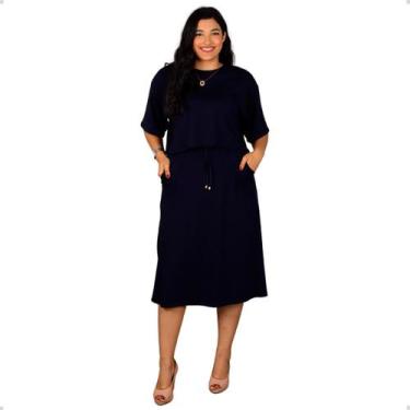 Imagem de Conjunto Feminino Viscolycra Moda Evangélica Plus Size Saia Midi e Blu