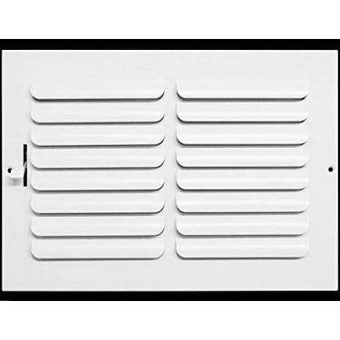Imagem de Difusor de fornecimento de ar de lâmina curva fixa unidirecional de 35,5 x 30,5 cm - Tampa do duto de ventilação - Registro da grade - Parede lateral ou teto - Alto fluxo de ar - Branco