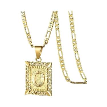 Imagem de Colar Com Pingente De Letra Quadrada Do Alfabeto, Inicial Monograma Em