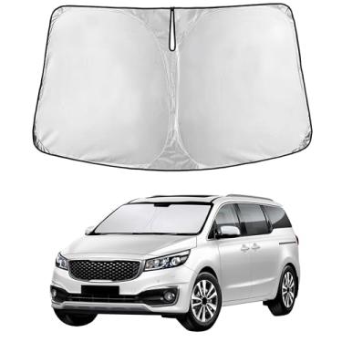 Imagem de EcoNour Para-sol para para-brisa Kia Carnival 2015–2021 | Persiana para janela frontal de ajuste personalizado | Bloqueia raios UV prejudiciais e reduz o calor | Viseira dobrável com bolsa de
