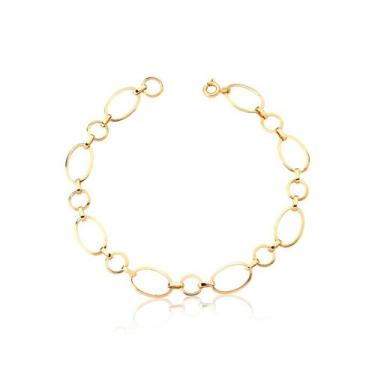 Imagem de Pulseira Feminina Argolas Ouro 18K 18CM Fecho Bóia AD027 - MAEHLER Art