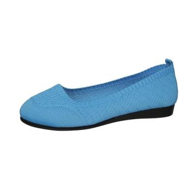 Imagem de Tênis feminino fashion casual primavera e verão de boca rasa, cano baixo, sem cadarço, malha, Azul royal, 35