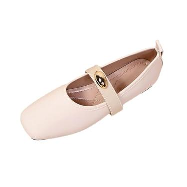 Imagem de Sapato raso feminino elástico bico quadrado bico fechado corte baixo para conforto casual, Branco, 38