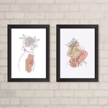 Imagem de Kit 2 Quadros Mulheres One Line 45x34cm - Com Vidro