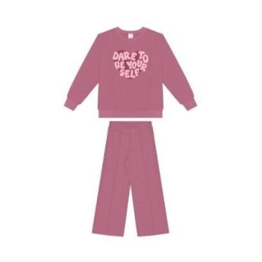 Imagem de Conjunto Menina Moletom Calça Wide Leg Alakazoo Ref. 65698-Feminino