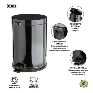 Imagem de Cesto de Lixo Inox 4,5 Litros com Pedal e Balde Interno Removível - Vi