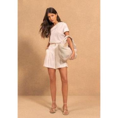 Imagem de Blusa De Um Ombro Só Com Manga Curta Em Tecido Rústico-Feminino