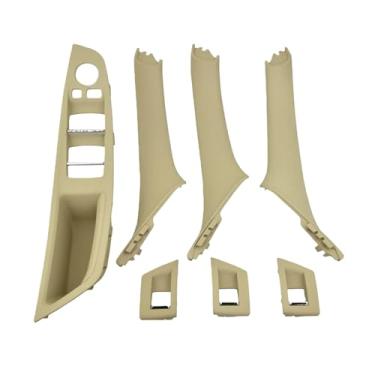 Imagem de Compatível com bmw série 5 f10 f18 520i 525i 528i 530 51417225851 4/7 pçs interior do carro maçaneta da porta painel puxar guarnição capa(Oyster 7pcs)